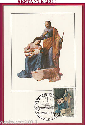 ITALIEN MAXIMUM MAXI KARTE IL SANTO NATALE LA SACRA FAMILIA 1988 TURIN B197