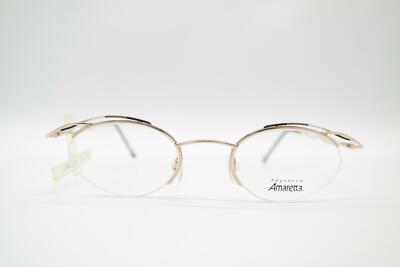 Vintage Amaretta by Argenta 587 Gold Schwarz Weiß Halbrand Brille eyeglasses NOS