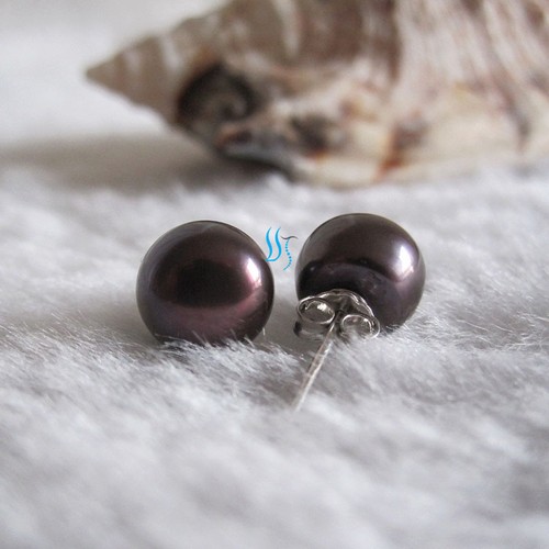  Orecchini a perno perle d'acqua dolce 8,5-9,0 mm argento post—ALTRI COLORI - Foto 5 di 50