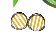 STREIFEN stripes Ohrclips ++ AUSWAHL ++ keine Ohrlöcher nötig Glas rot weiß blau