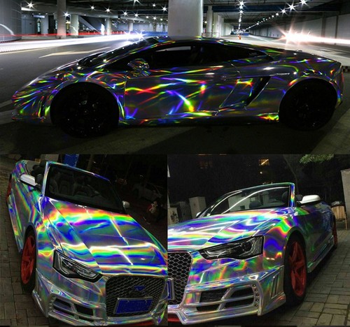 Black Laser Car Wrap Vinyl Holographic Auto Wrap Sticker air release Bubble free - Picture 5 of 13