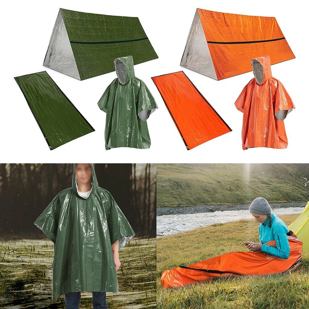 3-In-1  Outdoor Thermal Rain Coat Sleeping Bag Tent Set Outdoor Survival Gear