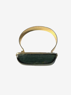 Vintage Armband Stein schwarz Harz 5,5x2,5cm Handcrafted Statement Jewelry