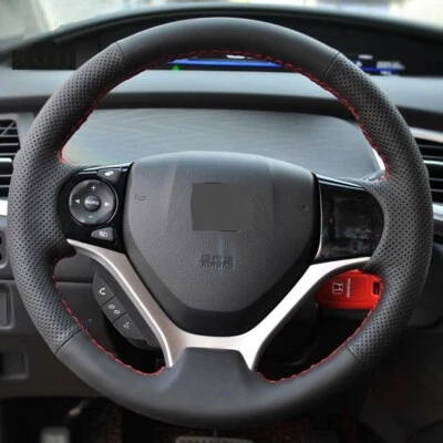 Cubierta de volante de cuero personalizada envolvente completa para Honda Civic 9th 2012-2015 - Imagen 1 de 4