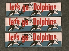 Miami Dolphins Vintage 14" Bumper Sticker (lot of 6) - Part of 1970 Team Pak