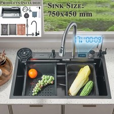 29.5 inch Kitchen Sink Stainless Steel Single Bowl Drop In Top Mount with Faucet