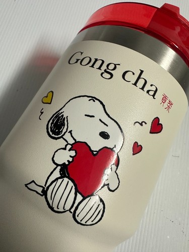Gong Cha X Snoopy White Tumbler 590mL / 20oz Cup Tea Coffee Straw - USE CODE 6% - Picture 3 of 7