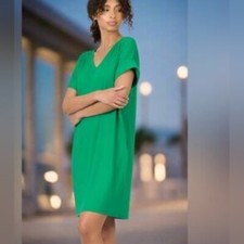 Versona Emerald Green V-Neck Mini Dress Womens Size Medium