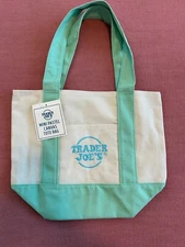 NWT TRADER JOES Mini Canvas Tote Bag Spring 2025 PASTEL GREEN