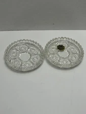Set Of 2 Italian Crystal Diamond Star 4" Coasters Ashtrays Action Ind. 1980s