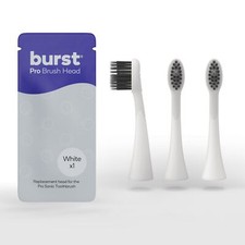 BURST Pro Sonic Electric Toothbrush Replacement Heads, White 3 Pack Soft Bristle