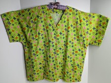 Women's Colorful Butterfly Scrub Top Uniform Medical Work Shirt No Size Tag