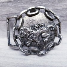 VTG LION Metal Belt Buckle Unique Decorative Silver Color