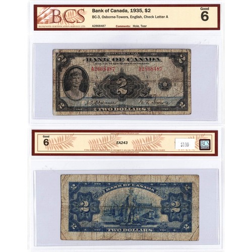 $2 1935 Bank of Canada Note English Text BC-3 - BCS G-6