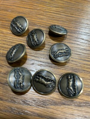 ANTIQUE VINTAGE PICTURE BUTTON FRANCE 8 SPORTING HUNT DOG FOX 3/4