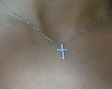 DIAMOND CROSS 14K WHITE GOLD 0.15CT SI1 CLARITY G COLOR NATURAL DIAMONDS