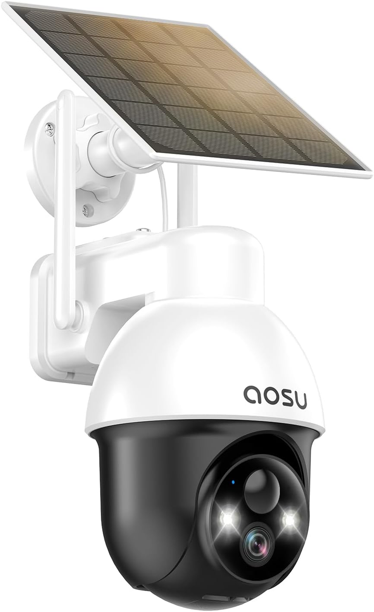 AOSU Solar Security Camera Wireless Outdoor with Panoramic PTZ, Human Auto  Track