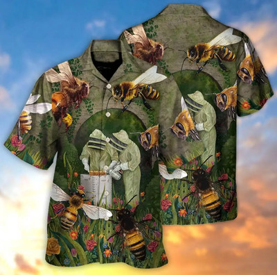 Bee Alert Beekeeper Vintage Style Hawaiian Shirt Size S-5XL