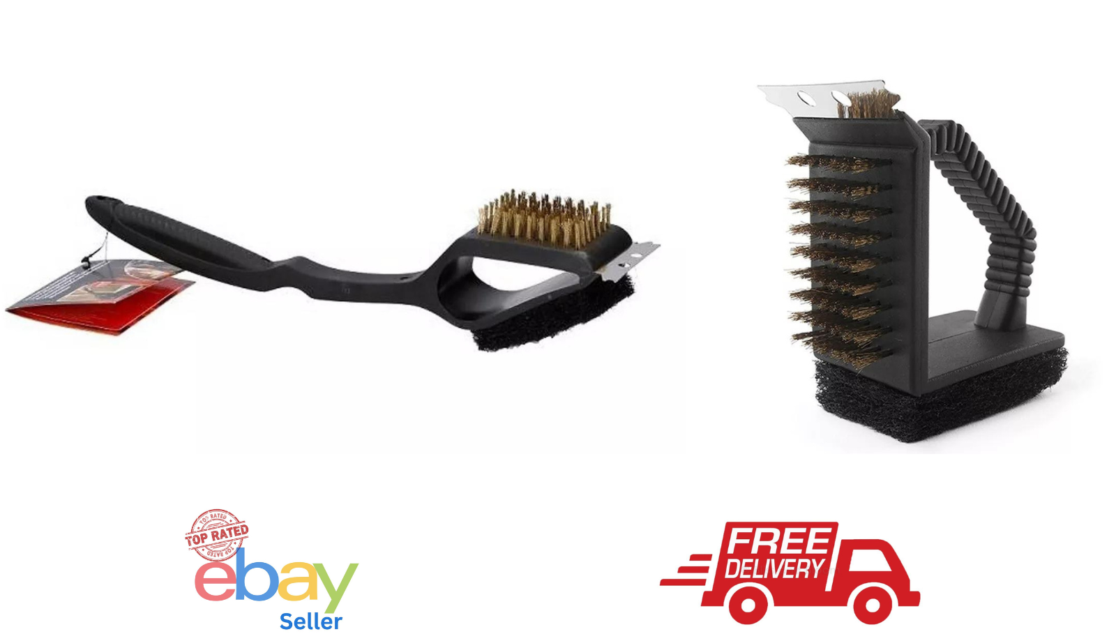 Barbecue BBQ Cleaning Brush 3 in 1 Long Scrubber, Brush and Scraper