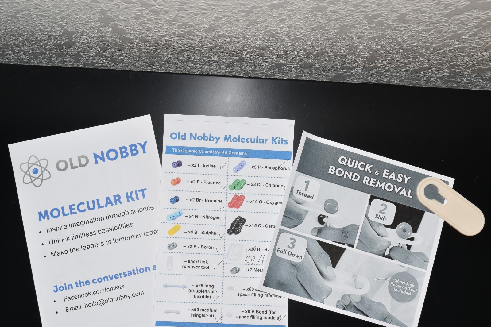 Old Nobby Molecular Kit with Instructions Missing One Hydrogen Atom-239 ...