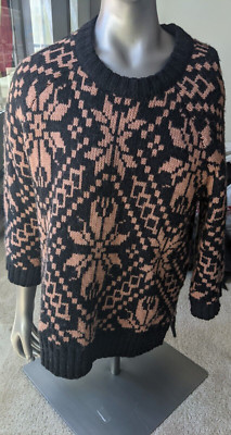 Womens H&M Sweater Black Pink Sz S Wool Blend Thick Very Nice