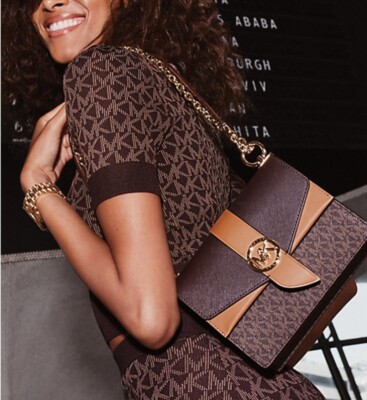 Michael Kors Ladies Greenwich Small Crossbody Bag - Brown/Acorn | eBay