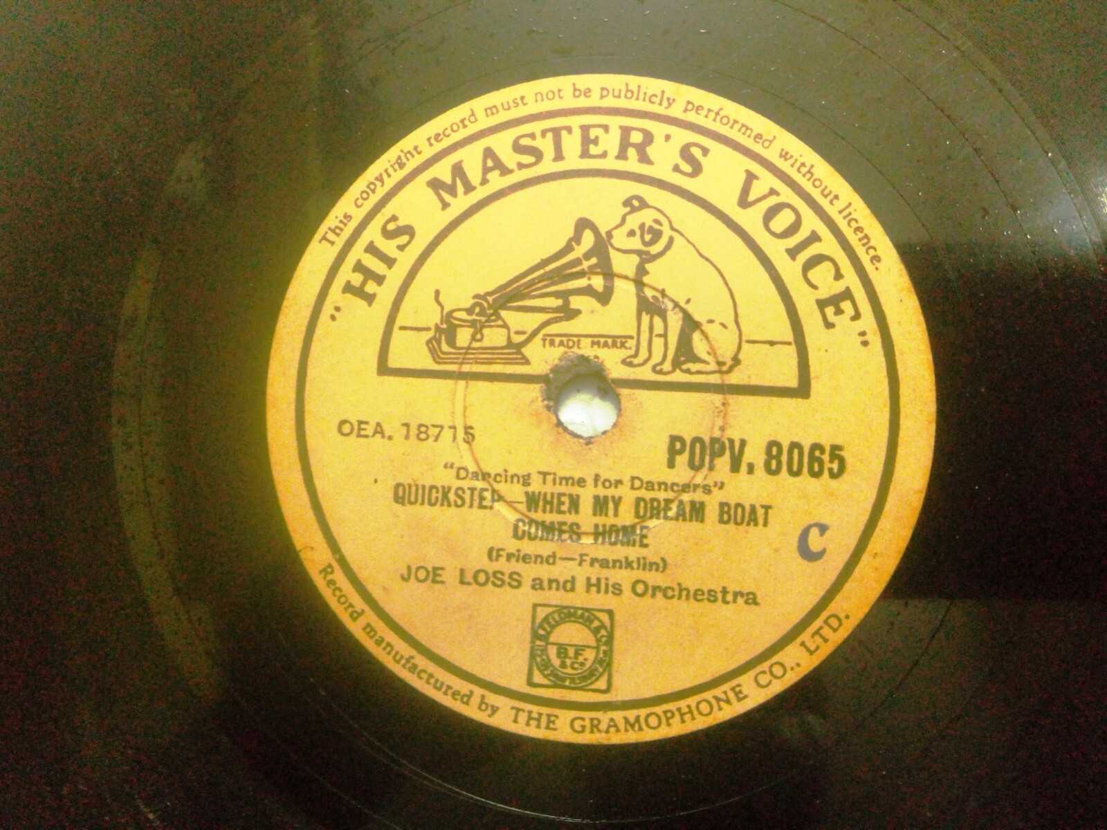 Joe Loss & His Orchestra  Hmv Rare 78 Rpm Record  Ex