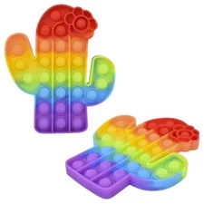RI One Dozen 4.75" Rainbow Cactus Bubble Poppers Fidget Toy