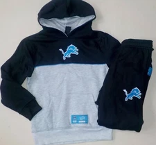 DETROIT LIONS YOUTH SWEATPANTS HOODIE 2 PC SET S M L NWT POLYESTER BLACK