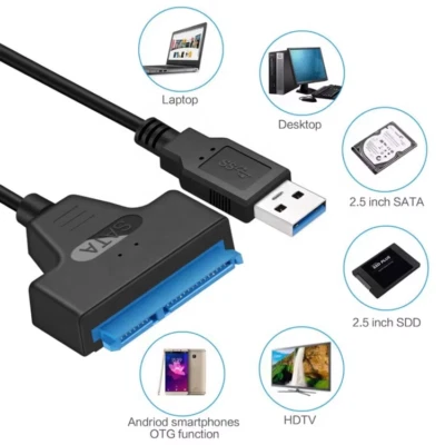 USB A zu SATA Adapter Kabel mit UASP Support für 2.5 Zoll HDD SSD Festplatten - Bild 1 von 4