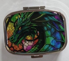 Dragon Pill Box Decorative Case ,Metal Travel gift organizer.