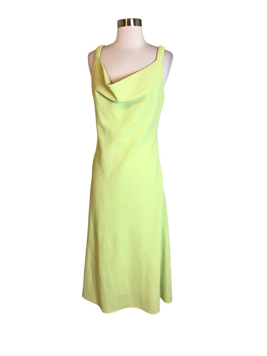 Skylar Rose Midi Dress M Lime Green Cowl Neck Scrunch Shoulder Strap NEW |  eBay