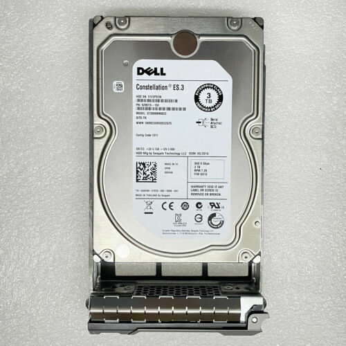 Dell 55H49 055H49 ST3000NM0023 3TB 7.2K 6Gb/s 128MB 3.5" SAS HDD W/ Caddy Tray - Picture 2 of 5