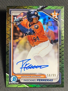 2024 Bowman Chrome 1st GREEN REFRACTOR PROSPECT ROOKIE AUTO Pascanel Ferreras/99