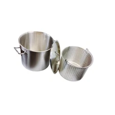 32QT Stainless Steel Stock Pot with Steamer Basket For Seafood, Turkey Boil Pot