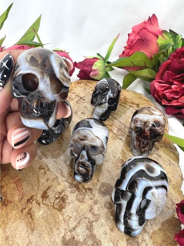 Sardonyx skull - 2" sardonyx crystal skull - natural black sardonyx gemstone - Picture 2 of 10