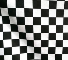 Black White Checkered Fabric Poly cotton Fabric 58" 1 INCH CHECK