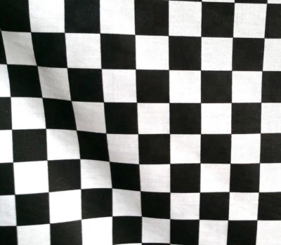 Black White Checkered Fabric Poly cotton Fabric 58" 1 INCH CHECK
