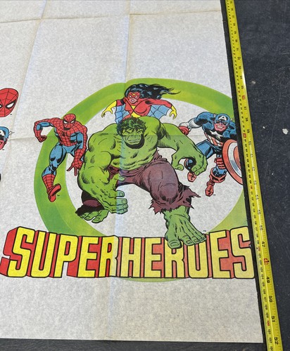 VTG 1979 Marvel Comics Birthday Party Table Cover Hulk Superman Captain America - Picture 11 of 12