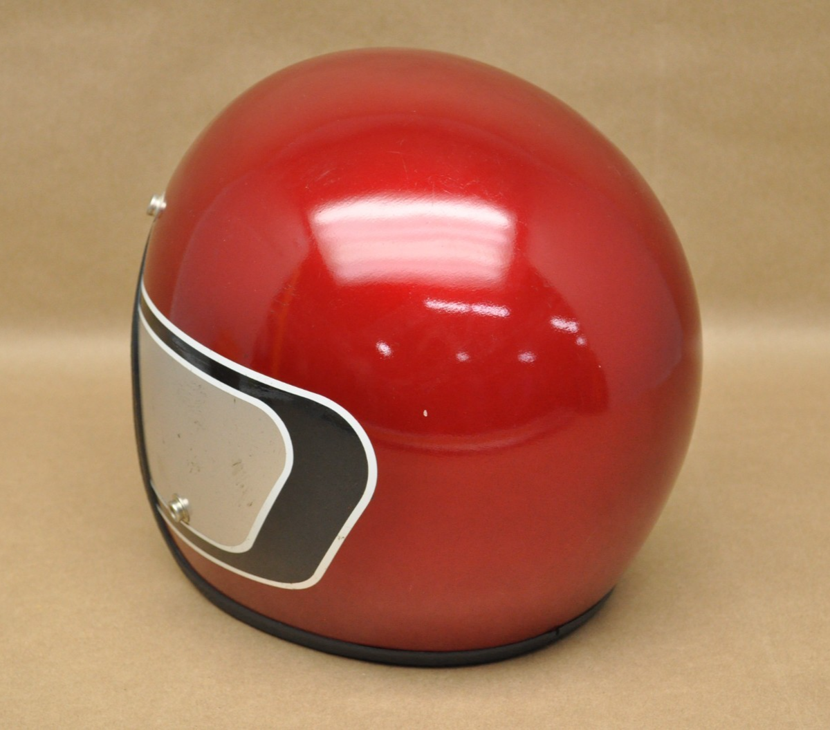 Vintage Buco 1977 Motorcycle Helmet Red Gray White Stripe Adult L