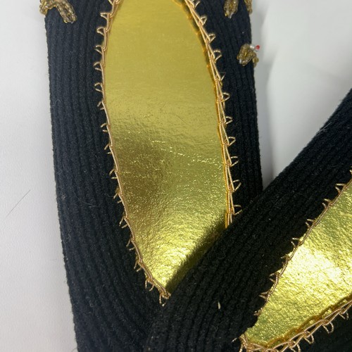 Vintage Perlen verziert schwarz Gold Trim Strick Nylon Hausschuhe Socken Japan - Bild 5 von 7