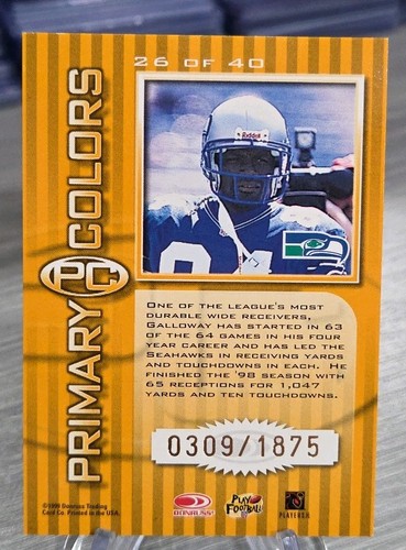 Joey Galloway 1999 Donruss Elite Primary Colors Yellow /1875 #26 Seahawks - Bild 2 von 3