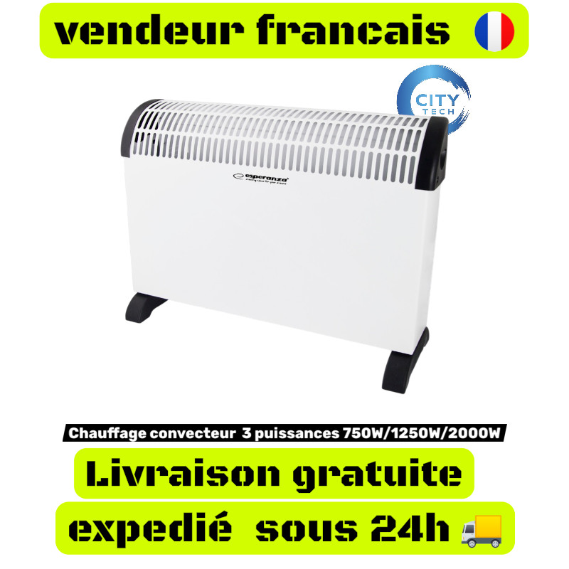 Chauffage convecteur mobile 750W 1250W 2000W pour chambre