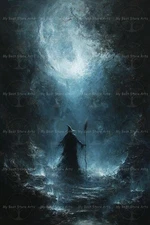 WITCH ENCHANTED FOREST ART PRINT, Witchy Gothic Poster, Fantasy Halloween Decor