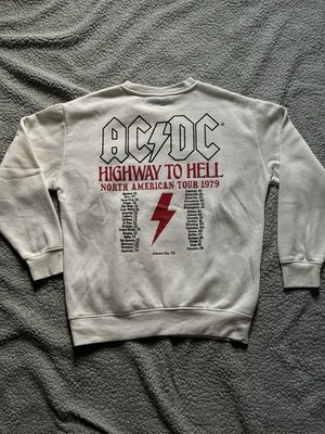 ACDC Highway to Hell 1979 Tour Crewneck Sweatshirt Cream NWT Size L