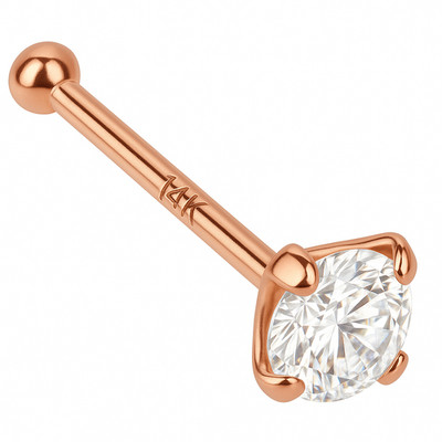 Nose Ring Stud Bone 20G 1.5mm-3mm Round Natural Diamond 14K Rose Gold