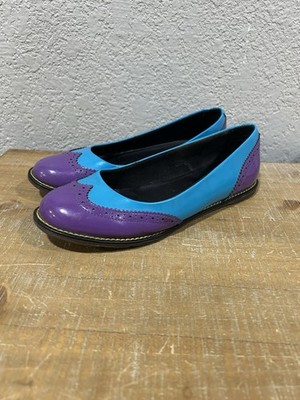 Doc Martens Ceri Colorblock Shoes US 6 Bright Purple Sunny Blue Patent Lamper