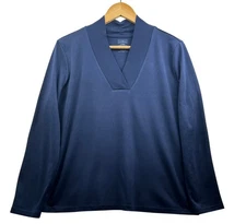 L.L.Bean Supima Cotton V-Neck Navy Casual Preppy Top Minimalist Tee Casual Sz L