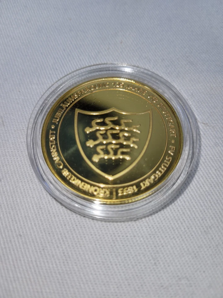 VfB STUTTGART - MÜNZE - GOLD - 125 JAHRE - GRÜNDUNGSWAPPEN - KRONENKLUB - NEU - Bild 2 von 3