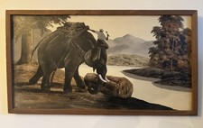 Tableau encadré art animalier peintre éléphants Afrique/peinture